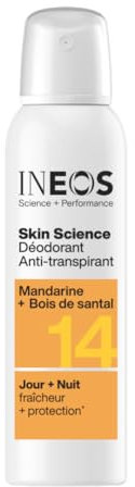 INEOS Deodorant Aerosol Skin Science Anti-Transiprant Longue Duree Au Parfum De Mandarine + Bois De Santal 200ml