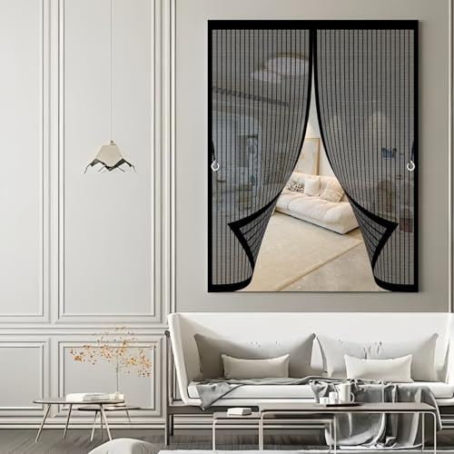 Fliegengitter Fenster Magnet 100 x 40 cm Insektenschutz, Ohne Bohren, Stärkere Magneten, Automatisches Schließen, Fliegenvorhang Vorhang für Schlafzimmertür, Fenstertür, Schwarz