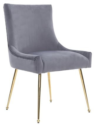 Viviana Velvet Dining Chair – Modern Black Upholstered Accent Chair with Gold Legs, Ring Handle, Armless Design & High-Density Foam for Elegant Home Interiors Dining Room Living Room Restaurants