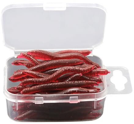 50 Stücke Weiche Set Realistische Falsche Regenwurm Wurm Elastische Gummi Regenwurm (Red, One Size)