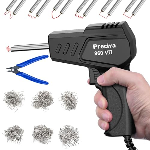 Preciva 50w Soldador de PláStico con 600pcs Grapas,Soldar Plastico Control Preciso de Temperatura Coche Parachoques ReparacióN Kit reparar plastico roto nevera para ReparacióN Parachoques (negro)