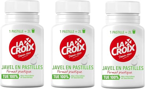 Javel en pastilles La Croix - Boîte de 40 Pastilles - Lot de 3 - Vendu Par Lot - 120 Pastilles