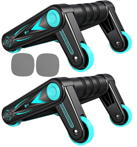 WJnflQN Laufrad | Faltbarer Bauchtrainingsroller – leichte, rutschfeste Ausrüstung für Rumpfkrafttraining, Pilates, Fitnessstudio, Zuhause, Outdoor, Indoor