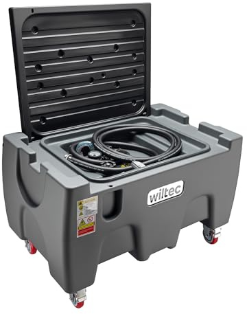 Wiltec mobile Tankanlage 150 l mit 12 V Pumpe, Kraftstoffbehälter für Diesel und Benzin