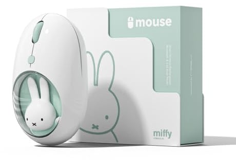 MiPow x Miffy Bluetooth wireless mouse, small portable mouse, suitable for notebook computers, tablets and so on. Seamless tracking, compatible with PC and Mac,Windows and macOS.,Blue, Easter Gift