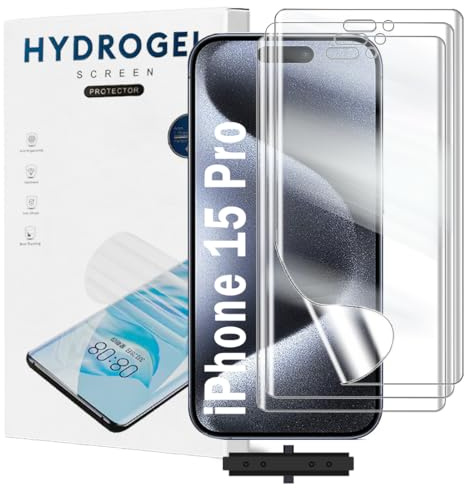 Yxiuumo 3 Pack Hydrogel Film for iPhone 15 Pro,Transparent Hydrogel Protective Film Screen Protector Soft,HD Clear,Anti-Bubble,Self-Healing Easy Installation[Not Glass]