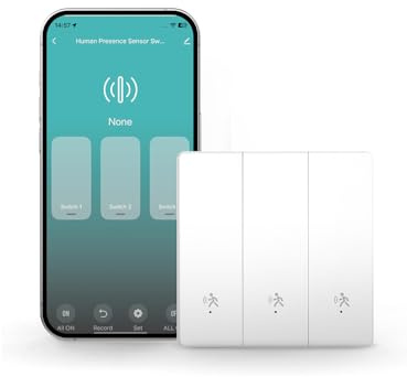 MOES Interruptor Inteligente Zigbee con Sensor de Movimiento | Radar 10GHz, empotrado, sin cable neutro ni condensador, requiere hub, 3 vía