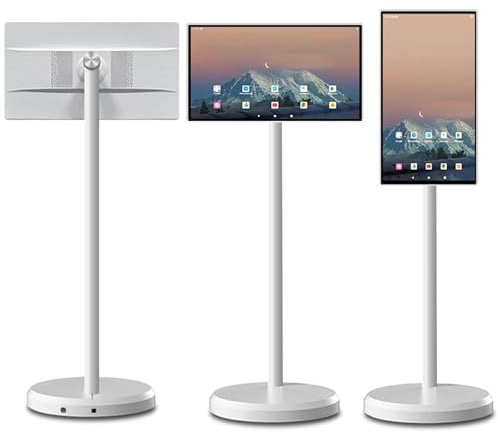 Televisor táctil portátil de 21,5/24 Pulgadas Televisor Inteligente para móvil con Soporte de Suelo Pantalla FHD 1080P para Exteriores(24in,4+64 GB)