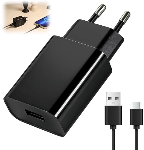 Cargador USB 5V/2A Cargador USB Pared Carga Rápida 5V/2A con 2M 2A Cable | Compatible con iPhone/Samsung/Xiaomi/Lector electrónico/Juguetes/Lámpara de Mesa/ Teléfonos/TabletasC