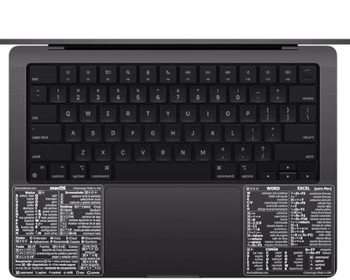 Synerlogic Pegatinas de atajos para Mac OS y Word/Excel, pegatinas de teclado para macOS, hoja de trucos laminada de vinilo para MacBook para ordenador portátil, comandos rápidos de MacBook 2026