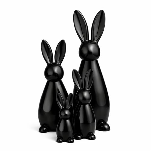 Jumbos Dekowelt Osterhase Keramik Figur Schwarz – Moderne Deko-Hasen Skulptur für Ostern & Frühling – Glasiert, Stehend – 4 Größen (30cm)