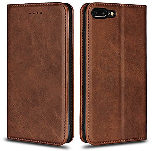 Copmob Case for iPhone 7 Plus/8 Plus, Leather Flip Wallet Case [3 Slots] [Stand Function] [Magnetic Closure] Flip Case Cover for iPhone 7 Plus/8 Plus – Dark Brown