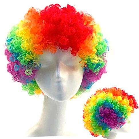 dancepandas Clown Perücke Bunte, Unisex Bunte Perücke,Weihnachten Halloween Prop Perücken Kopfschmuck Outfits Kostümzubehör …