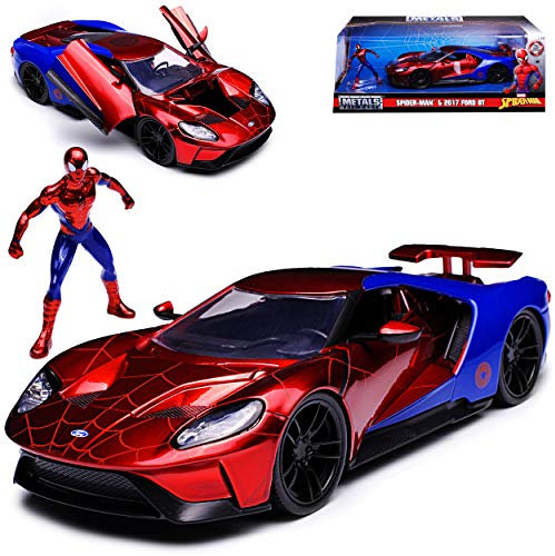 Ford GT Spiderman Marvel Avengers Rot Ab 2017 1/24 Jada Modell Auto mit individiuellem Wunschkennzeichen