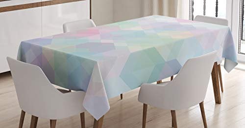 ABAKUHAUS Pastell Tischdecke, Hexagonal Weiche, Pflegeleicht Waschbar Schmutzabweisend und mit Klaren Farben Hochwertiger Druck, 140 x 170 cm, Grau Hellblau