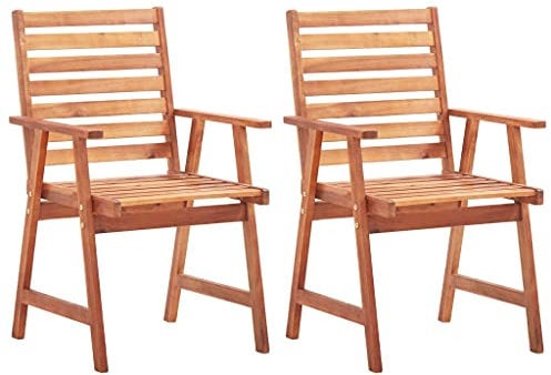 vidaXL 2X Akazienholz Massiv Gartenstuhl mit Lattendesign Gartensessel Holzstuhl Stuhl Stühle Sessel Gartenmöbel Essstuhl Terrassenstuhl