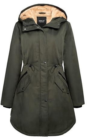 Orolay Blousons Coupe-vent Printemps Manteau Chaud Mi-long D'extérieur pour Femme Vert L