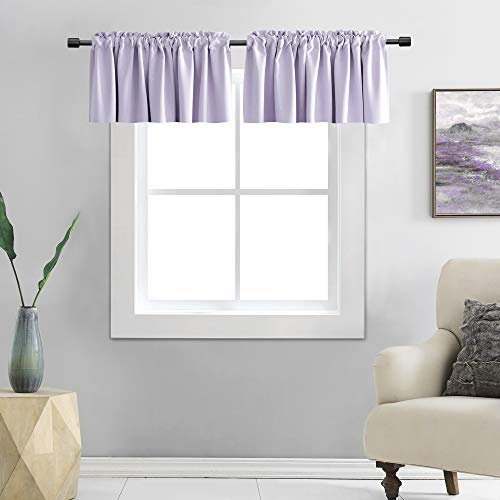 DONREN Lavendel-Lila Volants für Schlafzimmer – Raumverdunkelung, kleine Fensterstange, Tasche, Vorhangvolant (107,7 x 38,1 cm, 2 Paneele, Flieder)