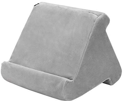Tablet-Kissenhalter, faltbarer iPad-Ständer für Schoß, Bett und Schreibtisch, Tablet, weiches Pad-Dock mit Tasche, kompatibel mit iPad Pro 12.9, 10.5, 9.7 Air Mini 6, 5, 4, 3, Kindle, E-Readern (Grau)