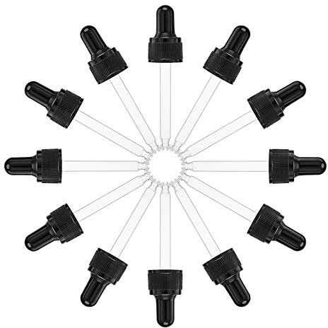 SUPERFINDINGS 24 Pz Contagocce in Vetro da 30 ml con Punta Dritta, Bulbo in Gomma e Tappo A Vite per Flaconi di Oli Essenziali