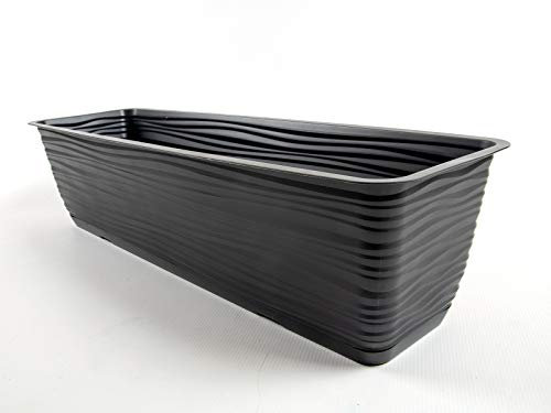 TOP TOOLS Jardinière de balcon avec soucoupe - Effet 3D Sahara - Anthracite - 60 cm