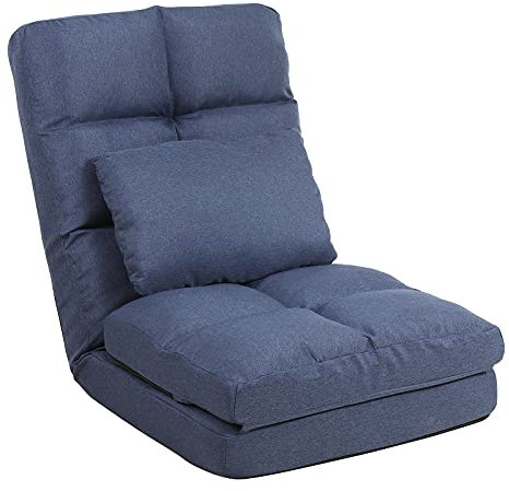 FLOGUOOR Bodenstuhl 14-stufig verstellbar, Bodensofa 3-in-1 faltbar, Bodensessel Gepolstert, Bodensitzkissen bis 150kg Belastbar(Dark Blue) 8823