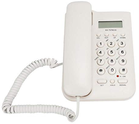 KX-T076 Corded Telephone for Seniors Loud Phones for Hard of Hearing with Call Number Digital/Time Check, Fast up/Down Check and Redial & FSK and DTMF Dual System(white)