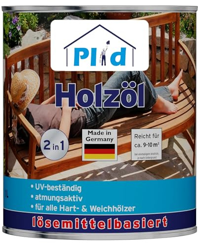 Plid Bankirai Öl 1L – Holzöl Außen für Terrassen | Holzschutzöl | Für Hart- & Weichholz | UV-beständig | Betont die Holzmaserung | ca. 10m² | Made in Germany