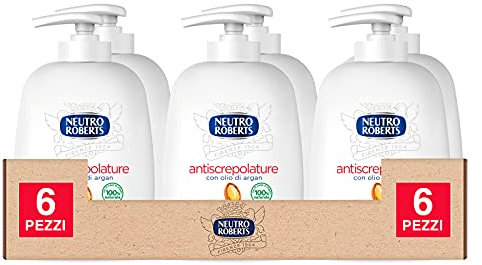 6x Neutro Roberts Sapone Liquido Antiscrepolature con Olio di Argan Dermatologicamente Testato - 6 Flaconi da 200ml ognuno