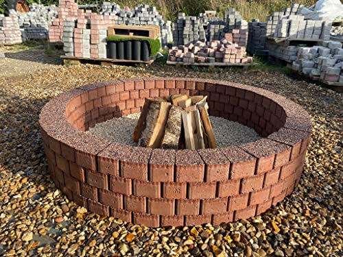 120 cm stone fire pit kit DIY outdoor smokless brick fire place garden wood heater log burner copper granite stones garden BBQ 24 cm high