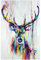 Bunte Hirschkopf Hirsch Tier Wandkunst Leinwand Malerei Nordic Poster und Drucke Bilder für Wohnzimmer Schlafzimmer Dekoration 80x120cm (32x47inch) Innenrahmen
