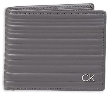 Calvin Klein Herren RFID Leder Minimalistische Bifold Geldbörse, Grauer Passcase, Einheitsgröße