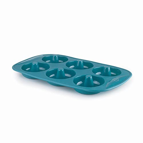 LACOR, 68760, Moldes Repostería Platinum, Molde Donuts, Molde Silicona Platino, Antiadherente, Flexible, Libre de BPA, Apto para Microondas, Liso Azul, 6 cavidades (0,07 L x 6)
