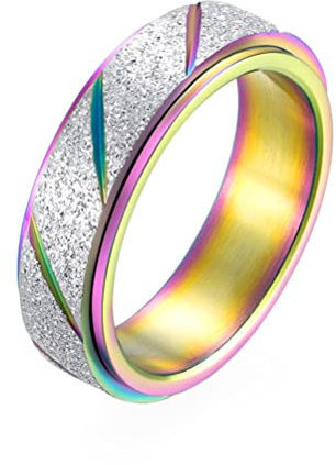 PAURO Damen & Herren 2mm/4mm/6mm/8mm Edelstahl Mehrere Farben Sandstrahl Finish Lucky Worry Ringband