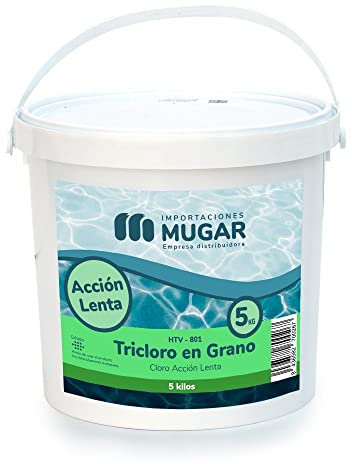 Mugar-5 kgs Cloro Lento en Grano- De Disolución Lenta- Tricloro Granulado- Envases de 5 kg- Desinfectante para Piscinas en Formato Sólido-