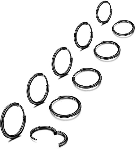 MILACOLATO Kleine Creolen Ohrringe für Damen Herren Chirurgenstahl Knorpel Huggie Ohrringe Snug Lobe Nase Lippen Daith Helix Piercing Schmuck Winzige Hoop Hinged Schläferohrringe schwarz