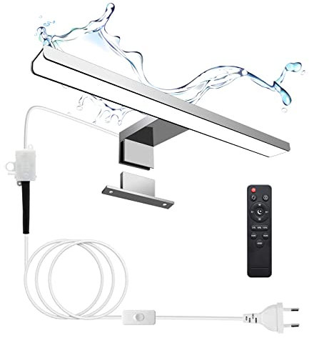KYOTECH LED Spiegelleuchte Badezimmer Dimmbare 10W 300mm 650LM Bad Spiegellampe mit Schalter IP44 Wasserdicht Spiegelleuchte mit Fernbedienung Schminklicht Badbeleuchtung Aluminiummaterial