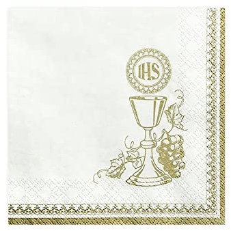 60 tovaglioli in carta per eventi party compleanno nascita 33x33 cm feste a tema comunione cerimonia rendi ogni giorno speciale (Prima Comunione design classico)