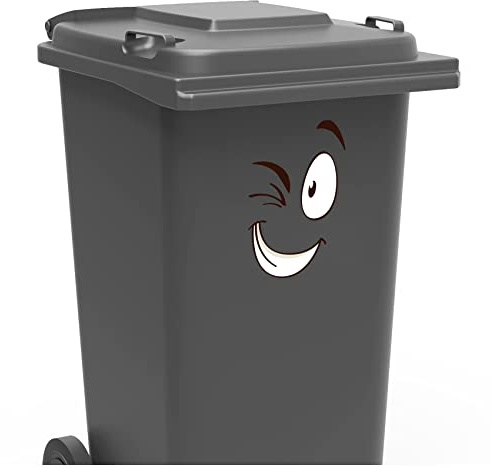 Finest Folia Aufkleber Gesicht Augen und Mund Sticker Mülltonnenaufkleber für Mülltonne Mülleimer Kühlschrank Toilette Deko selbstklebend wetterfest R206 (11 Zwinkern)