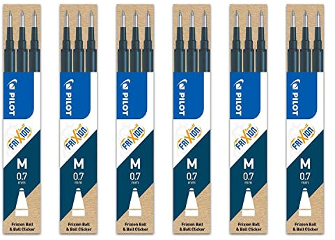PILOT Set of 6 Sets of 3 Refills for Frixion Ball BLS-FR7 Rollerball Pens Blue Black
