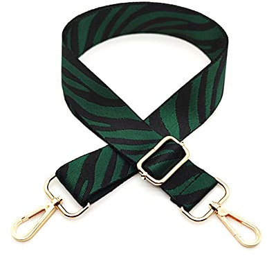 Taschengurt,80-130 cm Verstellbar Schultergurt Zebramuster Taschengurt Umhängegurt 3.8 cm Breit Ersatz-Taschen-Schultergurte,für Messenger Bags,Umhängetaschen,Handtaschen,Grüne + goldene Schnalle