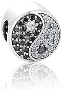 Jewellbox Damen-Anhänger aus 925er Sterlingsilber, Yin und Yang-Symbol, für Armbänder, Sterling-Silber