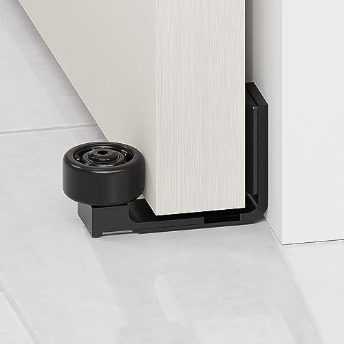 CCJH Adjustable Sliding Door Floor Guide, Universal Style,Wall Mounted Barn Door Floor Guide Roller Bottom Bracket, Suitable Door Thickness 2.5cm-6cm, Black