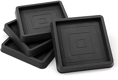4pcs Furniture Caster Cups, 2.5inch Square Furniture Coasters Rubber Furniture Feet Chair Leg Caps Non Slip Furniture Leg Protectors for Carpet Bed Cabinet Sofa Chair Table Piano Floor (Black)
