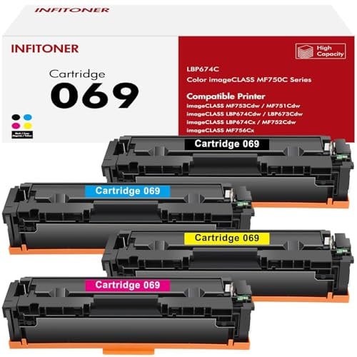 069 Toner Kompatibel für Canon 069 069H Tonerkartusche als Ersatz für imageCLASS MF752Cdw LBP673Cdw MF753Cdw MF753Cdw LBP674Cx LBP674Cdw MF751Cdw MF756Cx 4er-Pack, Schwarz Cyan Magenta Gelb