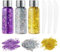 URAQT Body Glitter Gel, 3 Stück Sequins Chunky Glitter Liquid Kit, 50ml Long-Lasting Glitter Gel für face body haar, Glitzer festival zubehör For Festival Party Makeup (Silber+Gold+Lila)