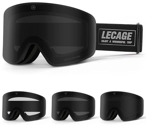 LECAGE OTG Frameless Photochromic Ski Goggles Light Adaptive PRO Anti-Fog, UV Protection Snowboard/Snow Goggles for Men Women