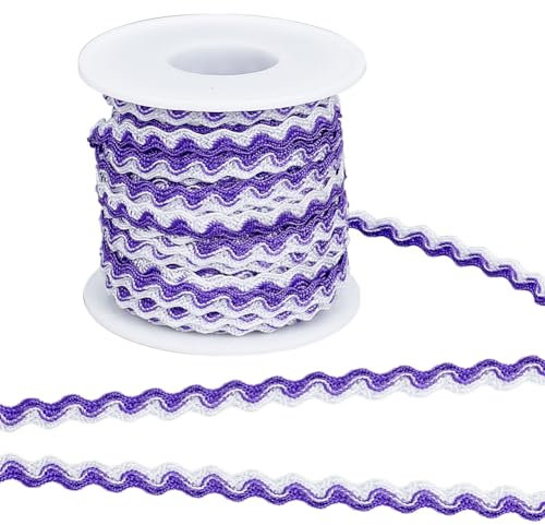 GORGECRAFT 15m Ric Rac Biegefransenbesatz 8mm Breit Wellenbänder Lila Gewebtes Geflochtenes Stoffband Für Heimwerker Nähen Basteln Hochzeitskleid Kleidung Verschönerung Party Geschenkverpackung