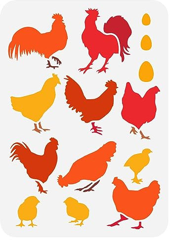 FINGERINSPIRE Stencil a forma di gallina, 21 x 29,7 cm, in plastica, per dipingere su pareti, mobili, decorazioni fai da te per la casa
