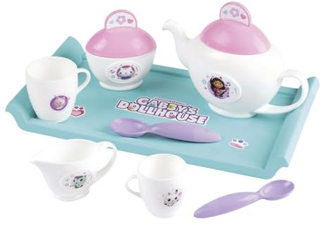 Smoby - Gabby et la Maison Magique - Set Dinette - Divers Accessoires - Plateau, Théière, Sucrier, Pot à Lait, Tasses, Cuillères - A Partir de 3 Ans - Fabrication Française